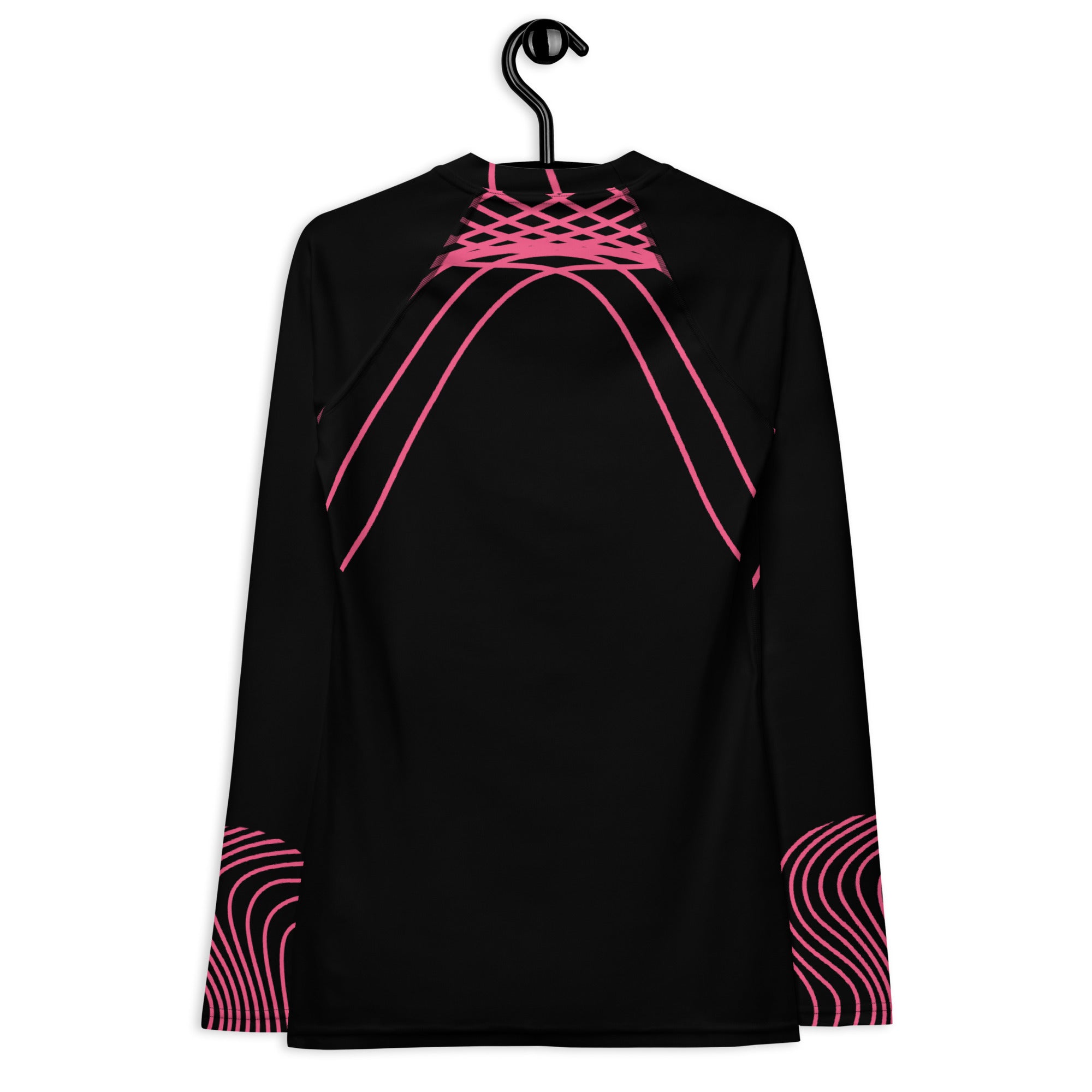 Women's Long-Sleeved Workout Top. Black Rash Guard. Gym or Yoga Top. RippleFX by WickedYo